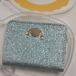 Glittery Blue Wallet with Gold Accent